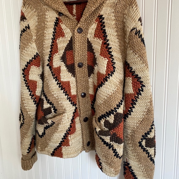 RRL Ralph Lauren Hand Knit Shawl Cardigan L - Picture 7 of 8